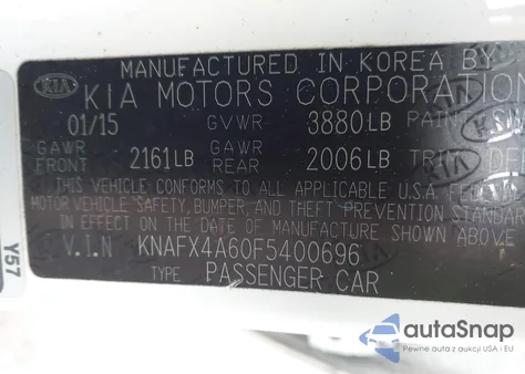 2015 Kia Forte Lx из США, поврежденный, VIN KNAFX4A60F5400696